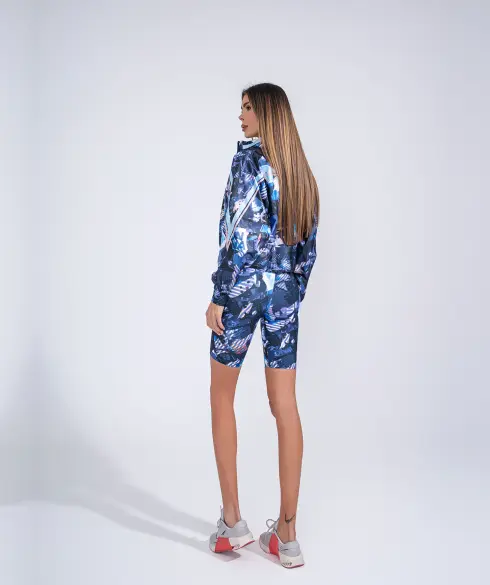 Дамско спортно яке тип ветровка Jfit Blue/Pink - 210