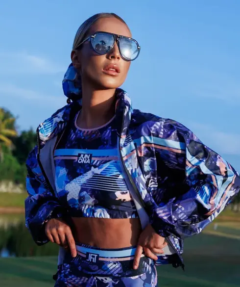 Дамско спортно яке тип ветровка Jfit Blue/Pink - 353