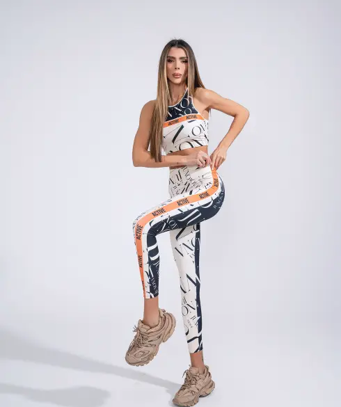 Къс спортен топ Jfit Orange/Black - 288