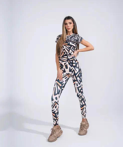 Дамска спортна тениска Jfit Beige/Black - 150