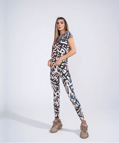 Дамска спортна тениска Jfit Beige/Black - 151